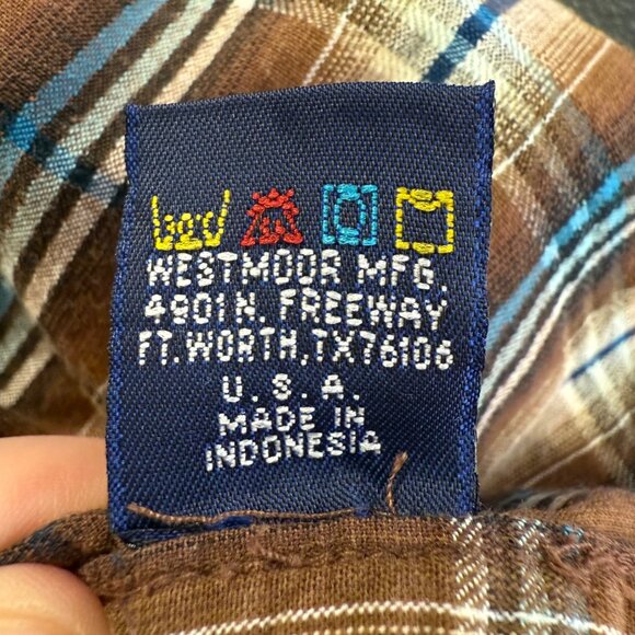 Panhandle Slim Mens Plaid Button-Down Shirt Sz M Brown/Blue Long Sleeve Western - Picture 8 of 12